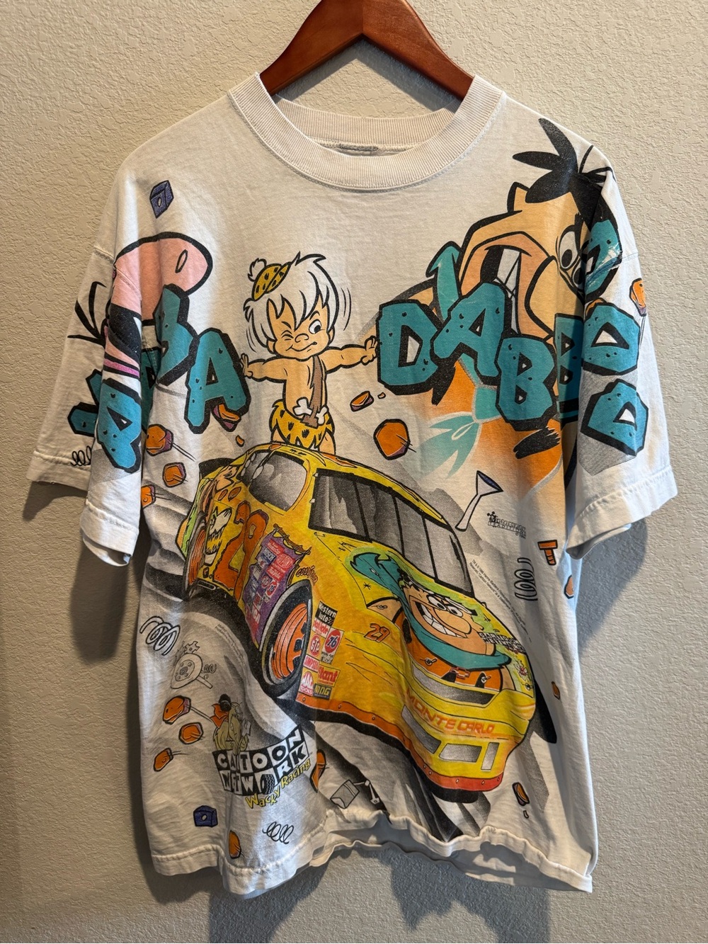 vintage 1996 Cartoon Network The Flintstones Wacky Racing AOP tee #vintage #90s